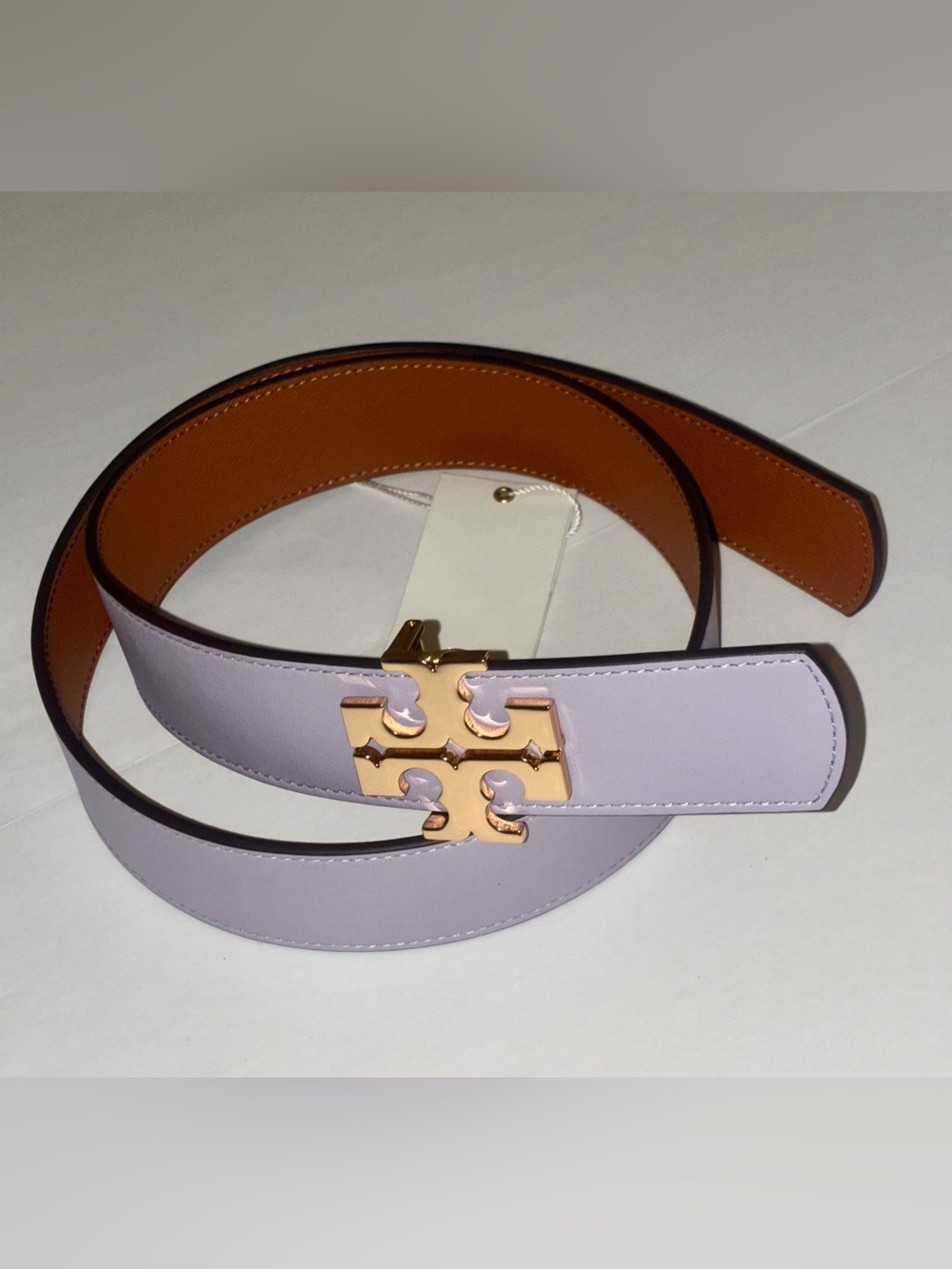 NWT Tory Burch Purple 1”.5 Logo Double T Reversible Women’s Belt Size S